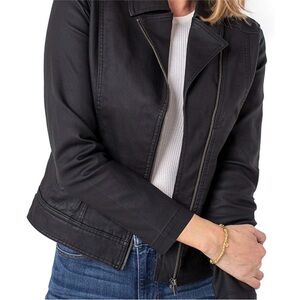 Liverpool Coated Denim Moto Jacket XS Black